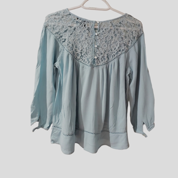 Boho Lace Button Top- Mint- S - Picture 2 of 8